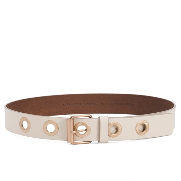 ALLSAINTS White Leather Eyelet Belt - Picture 1 of 3